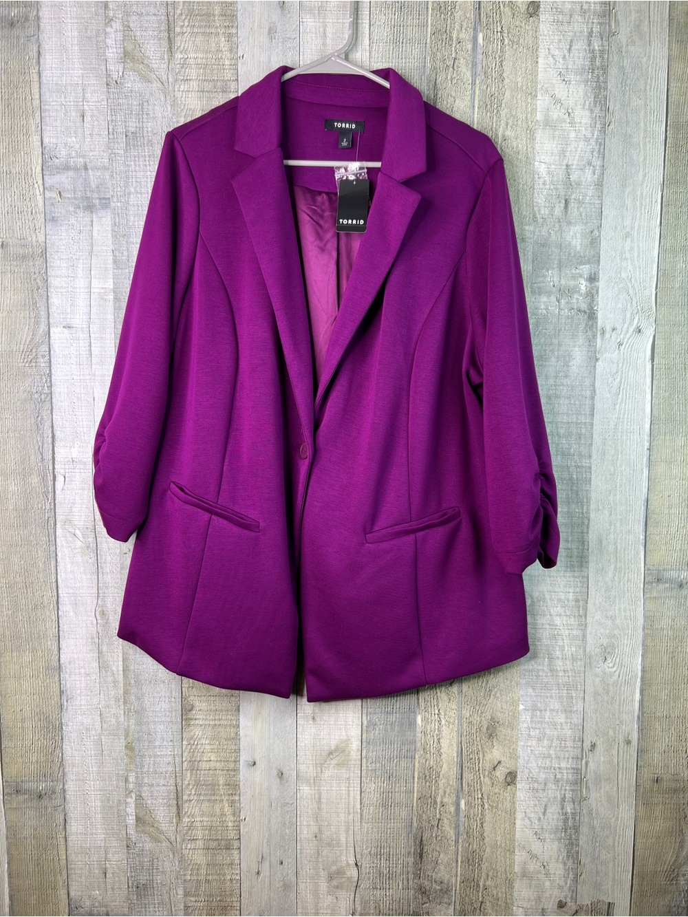 Torrid Size 2(2X)(18-20) Studio Cupro Single Button Purple Lined Blazer
